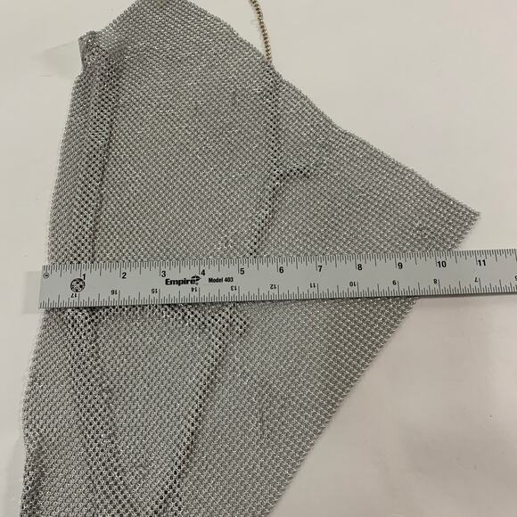 Unbranded Womens Cowl Neck Halter Top Silver Mesh Festival Party Glam 70s - Picture 6 of 7